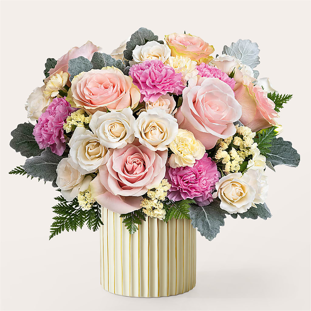 Blissful Moments Bouquet with Ivory Vase – SB FLORAL & DESIGN, Erie IL
