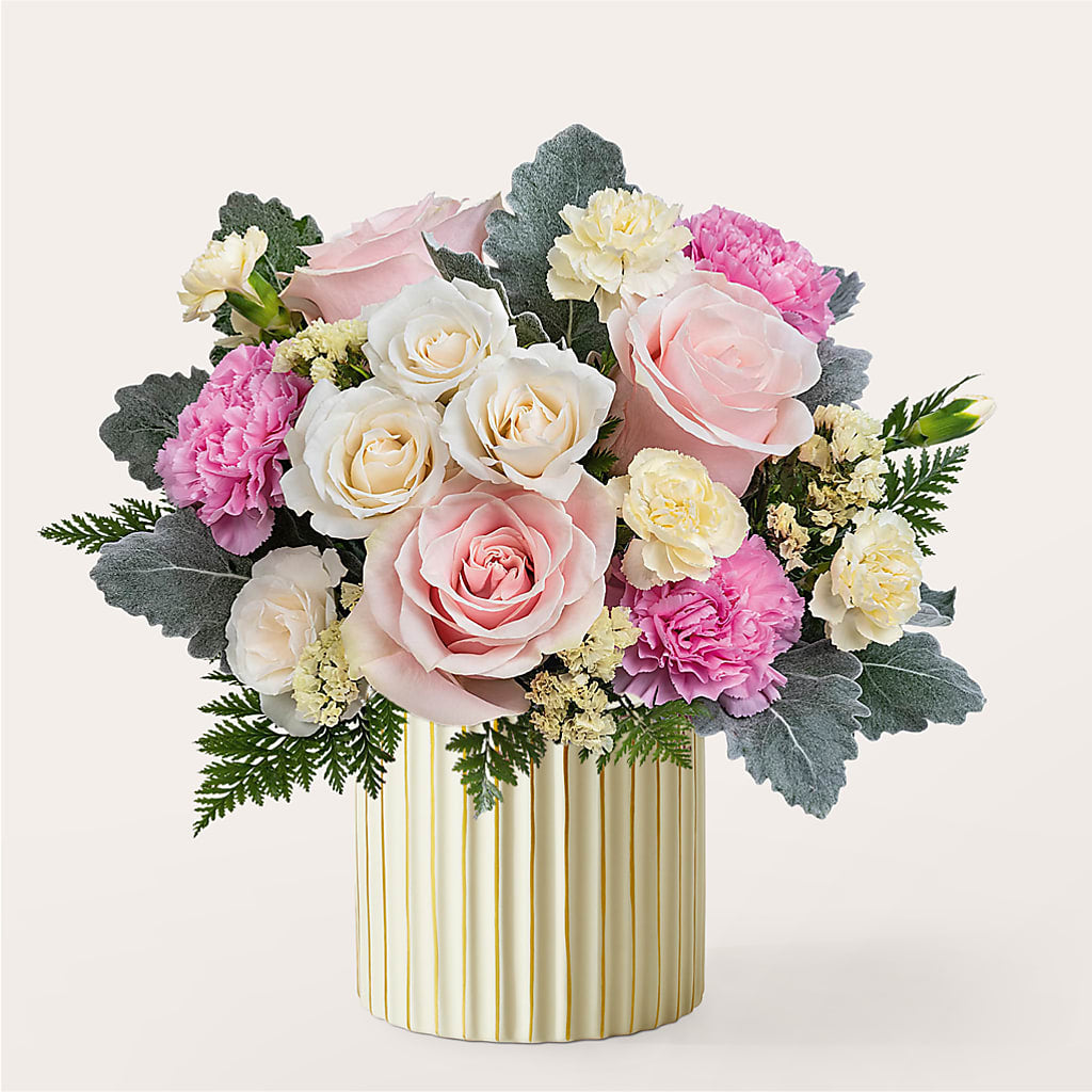 Blissful Moments Bouquet with Ivory Vase – SB FLORAL & DESIGN, Erie IL