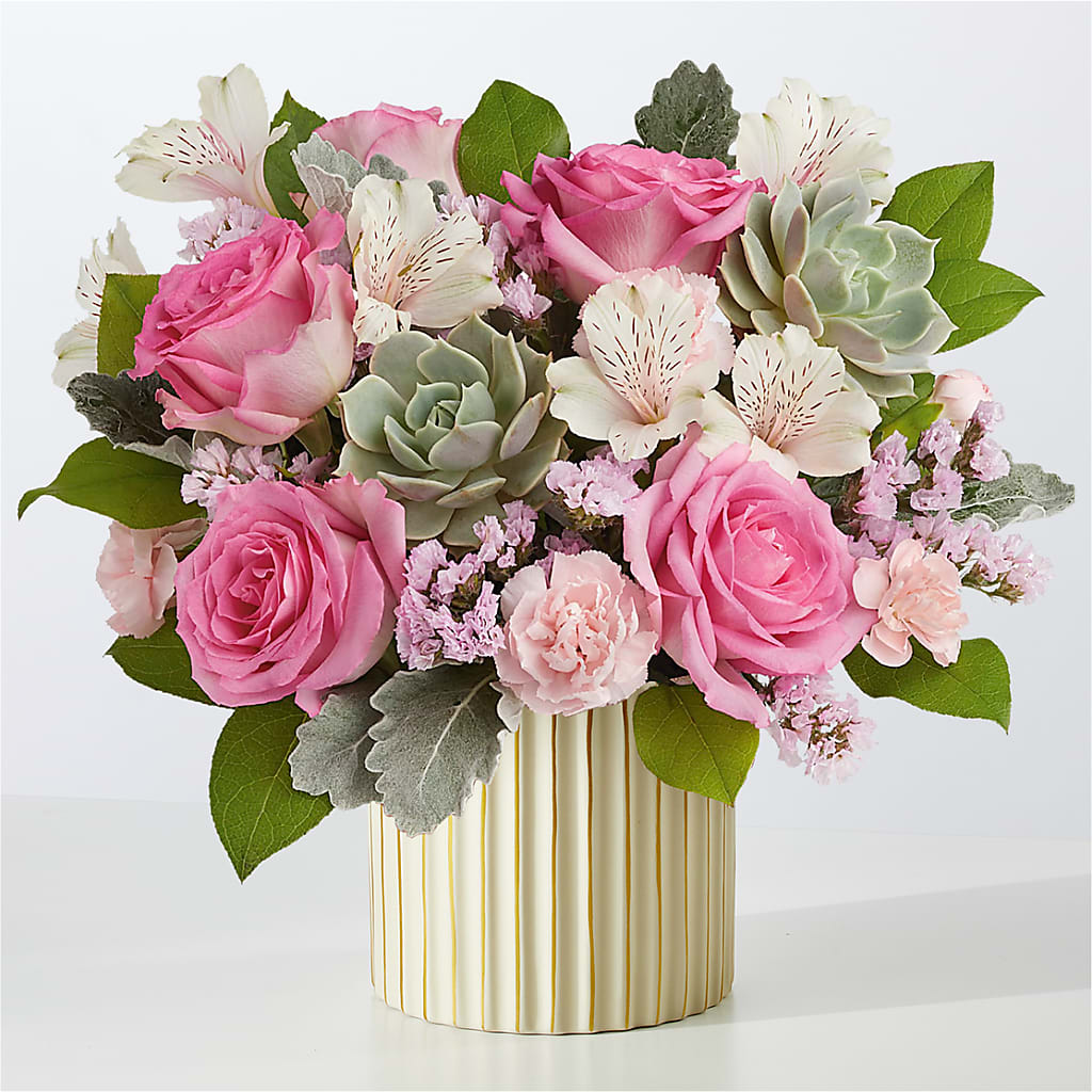 Dusty Rose Bouquet with Ivory Vase – SB FLORAL & DESIGN, Erie IL