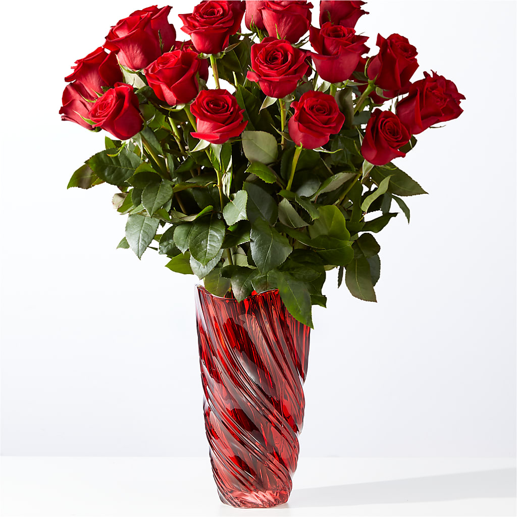 Classic Love Red Rose Bouquet with Luxe Swirl Vase – SB FLORAL & DESIGN, Erie IL
