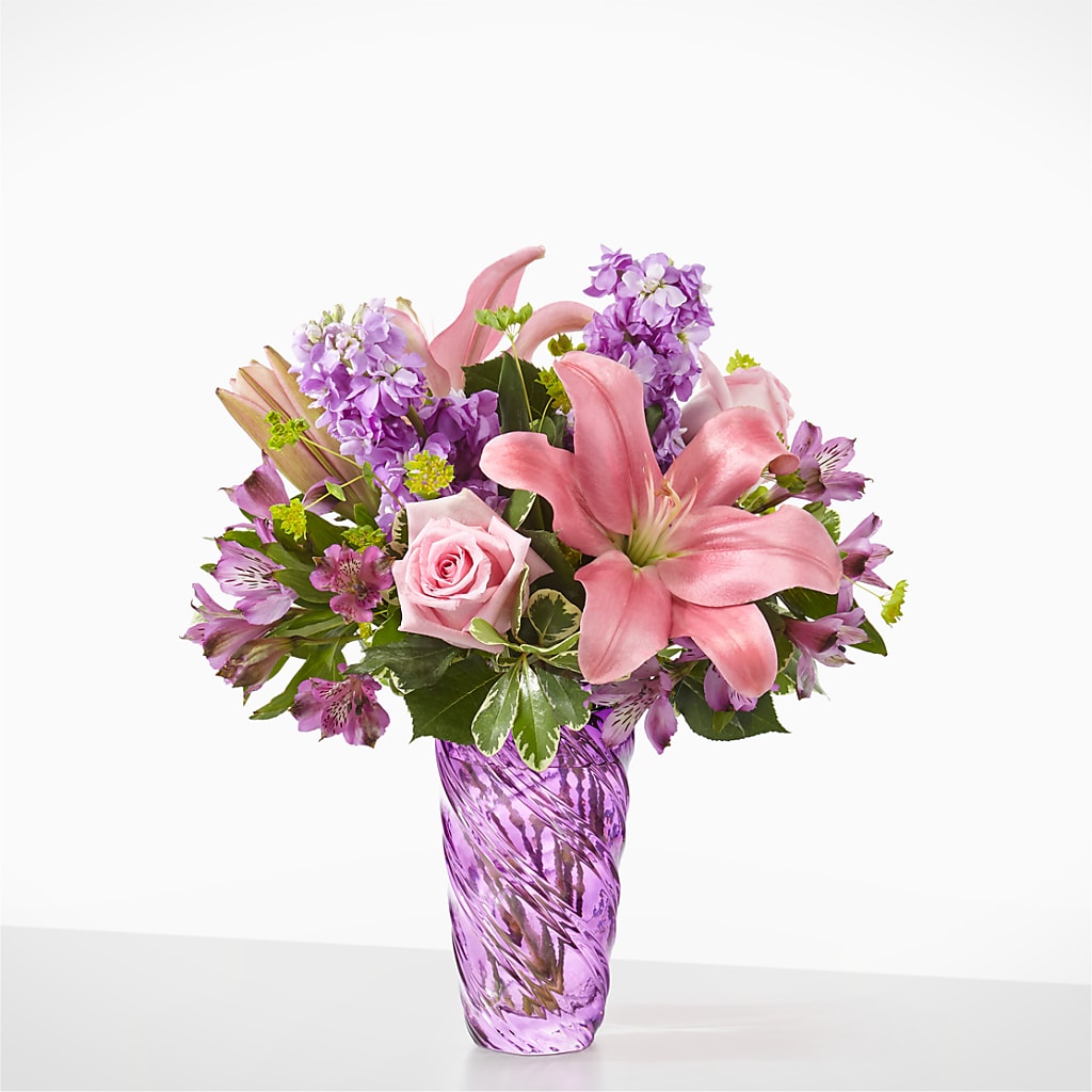 Precious Petals Bouquet with Luxe Swirl Vase – SB FLORAL & DESIGN, Erie IL