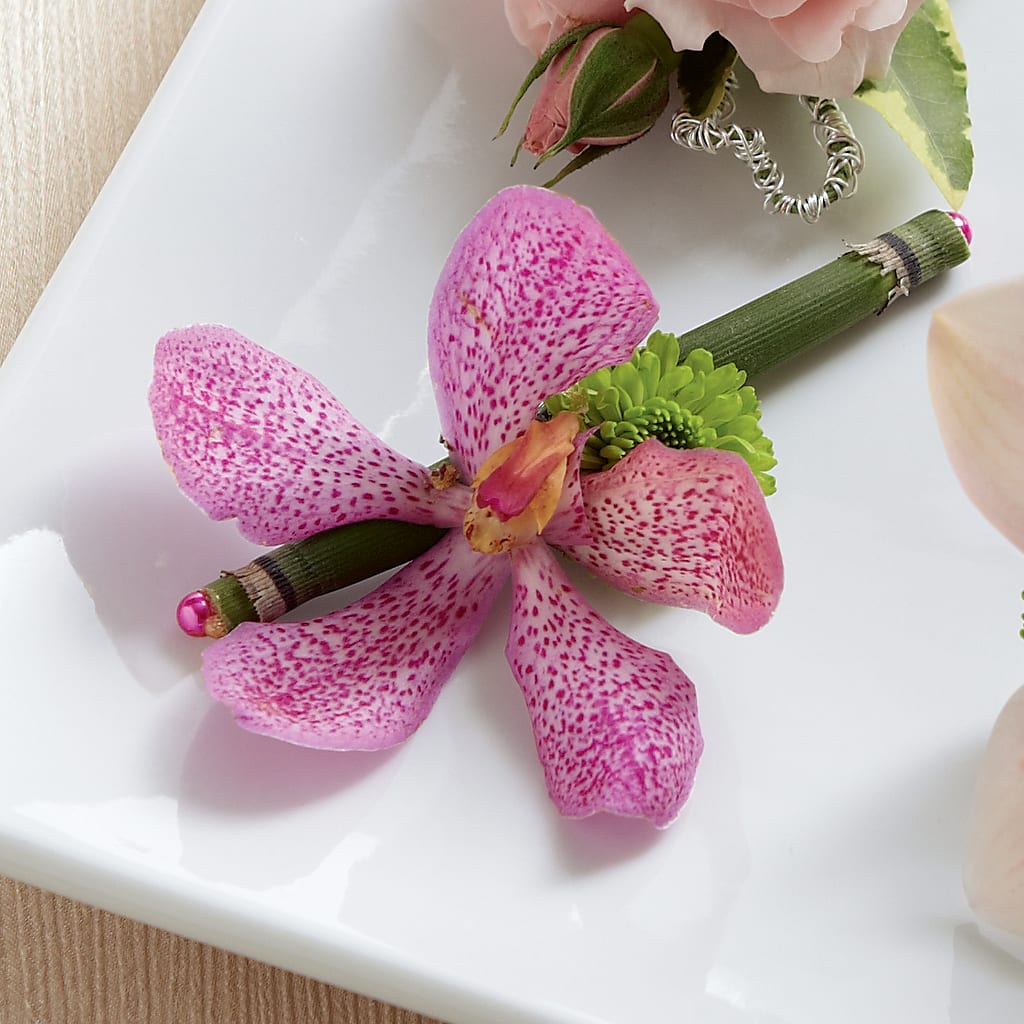 Pink Mokara Boutonniere – SB FLORAL & DESIGN, Erie IL