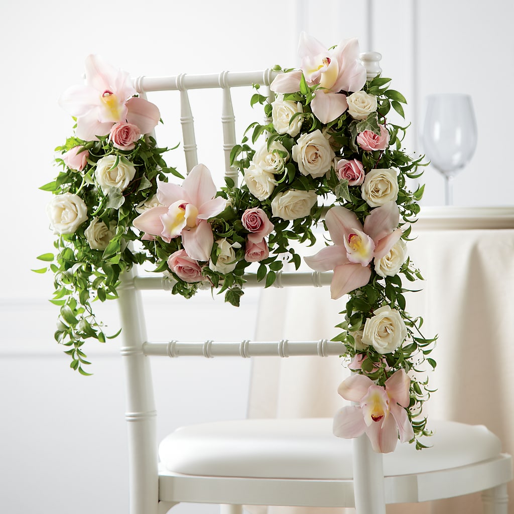 Orchid Rose Chair Décor – SB FLORAL & DESIGN, Erie IL