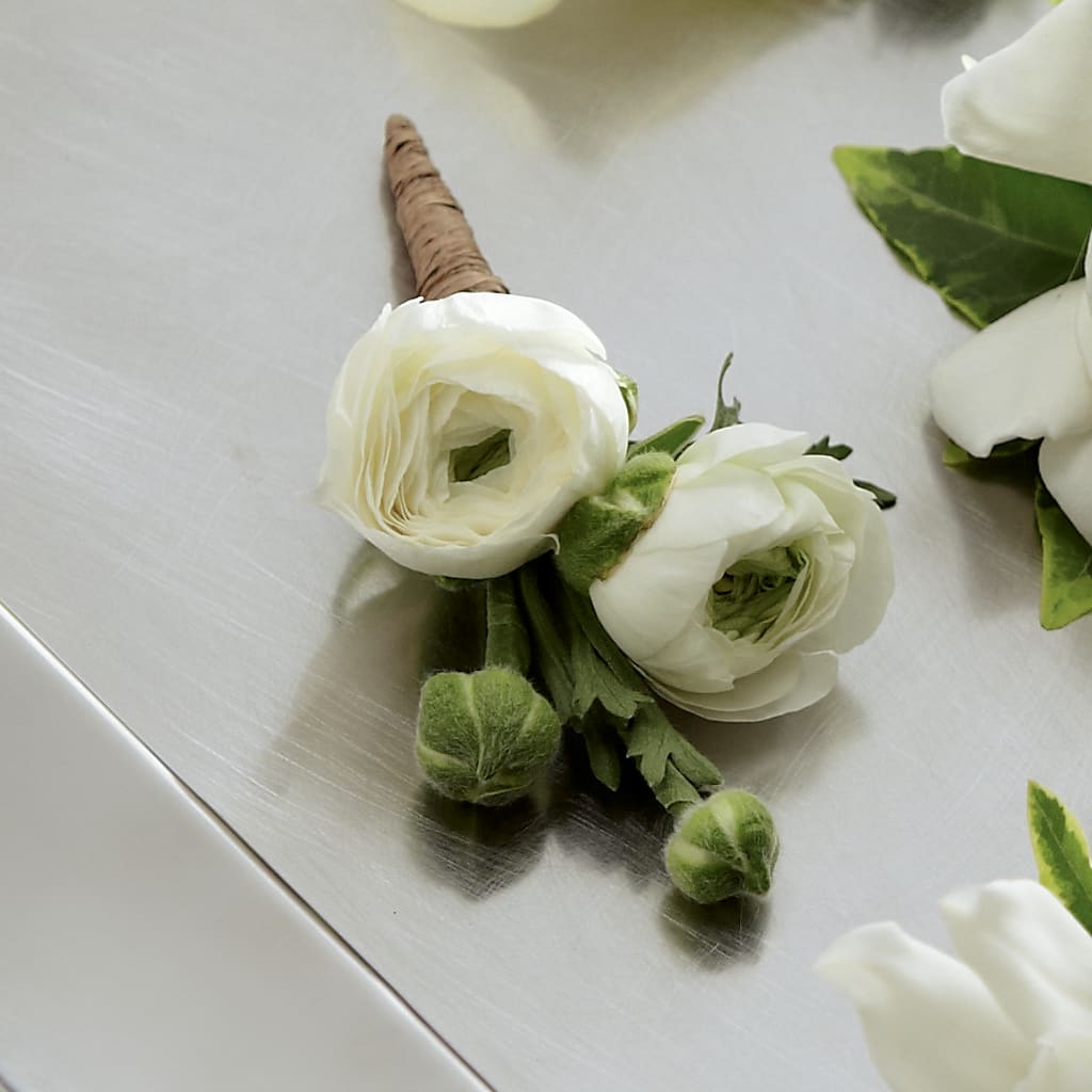 White Ranunculus Boutonniere – SB FLORAL & DESIGN, Erie IL
