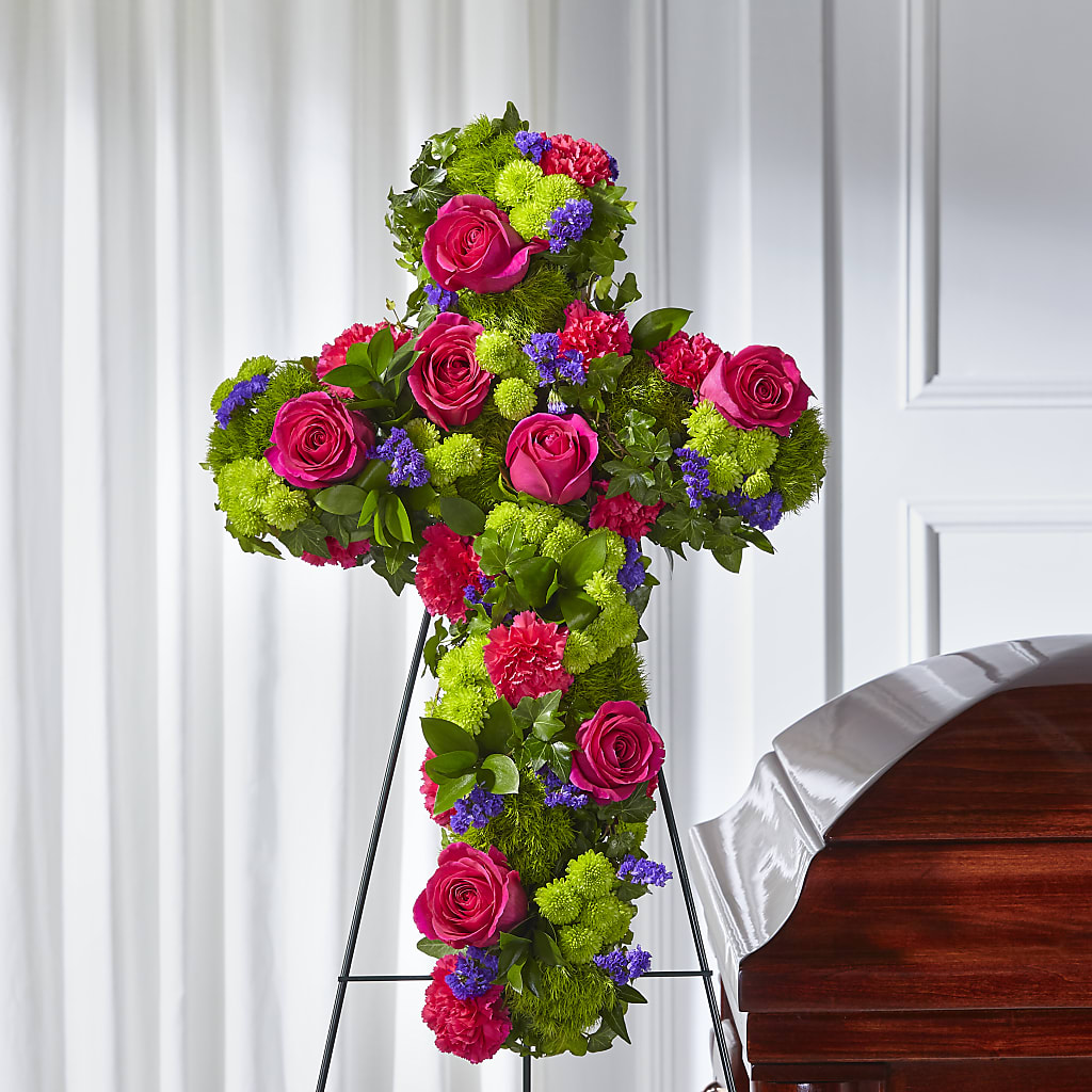 Tribute Rose Floral Cross – SB FLORAL & DESIGN, Erie IL