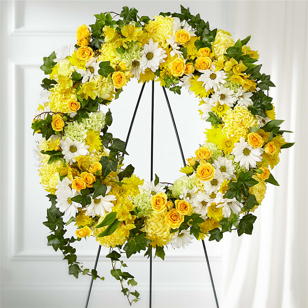 Golden Remembrance Wreath – SB FLORAL & DESIGN, Erie IL