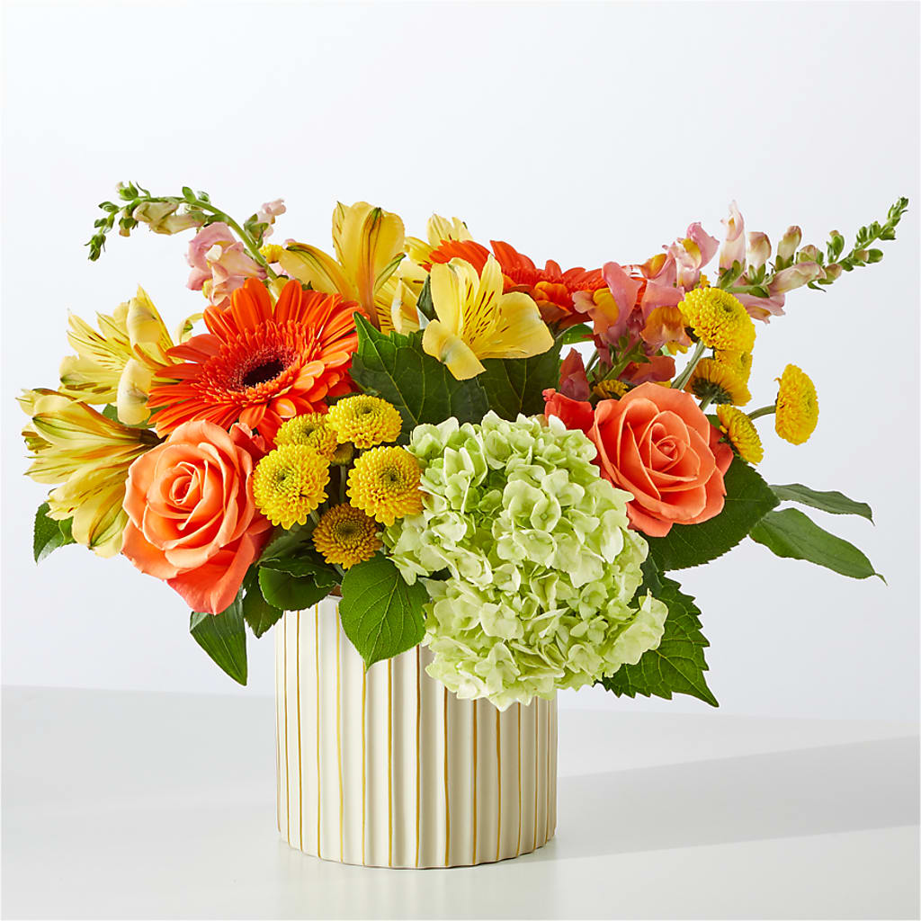 Autumn Sunshine Bouquet with Ivory Vase – SB FLORAL & DESIGN, Erie IL
