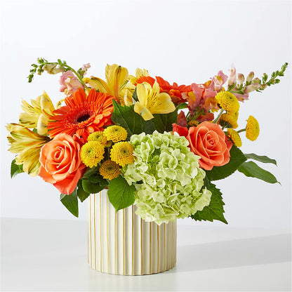 Autumn Sunshine Bouquet with Ivory Vase – SB FLORAL & DESIGN, Erie IL