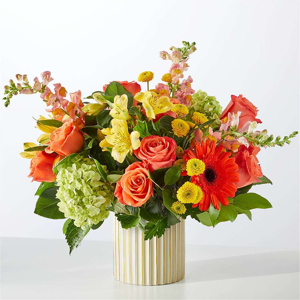 Autumn Sunshine Bouquet with Ivory Vase – SB FLORAL & DESIGN, Erie IL