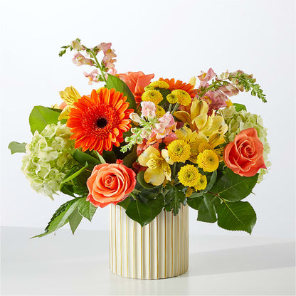 Autumn Sunshine Bouquet with Ivory Vase – SB FLORAL & DESIGN, Erie IL