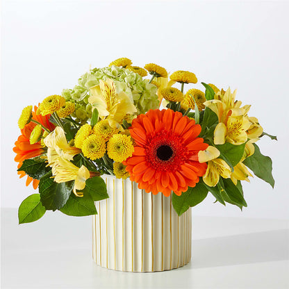 Autumn Sunshine Bouquet with Ivory Vase – SB FLORAL & DESIGN, Erie IL