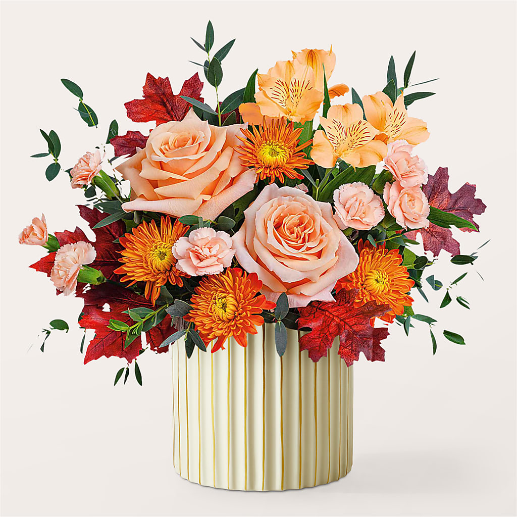 Spiced Latte Bouquet with Ivory Vase – SB FLORAL & DESIGN, Erie IL