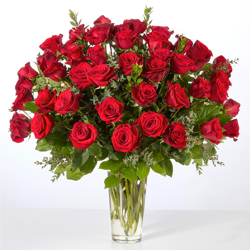 Forever Yours Fifty Stem Red Rose Bouquet – SB FLORAL & DESIGN, Erie IL